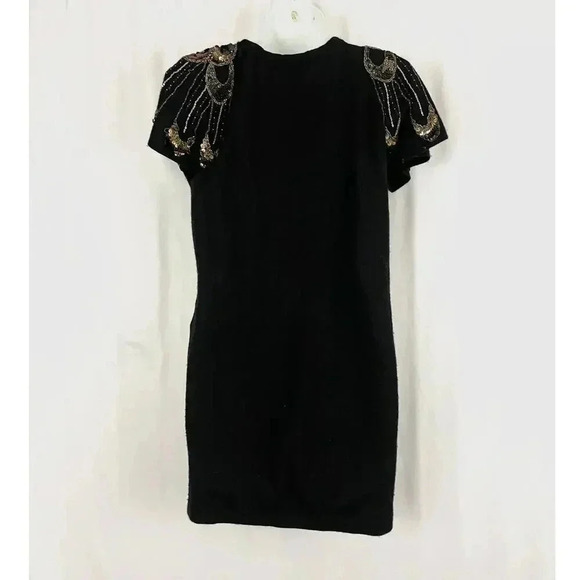 Nanette Lepore Kartika Mini Dress Sz S 100% Merino Wool Sequins Shoulder Classic - Picture 10 of 10